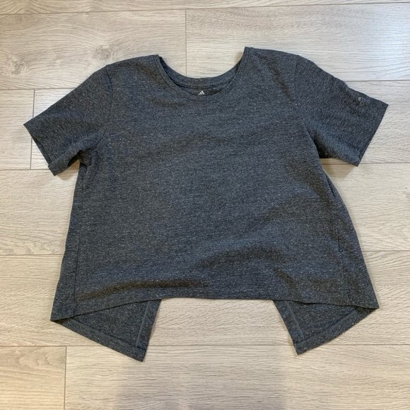 Adidas Grey Open Back Short Sleeve T-Shirt - Picture 4 of 13